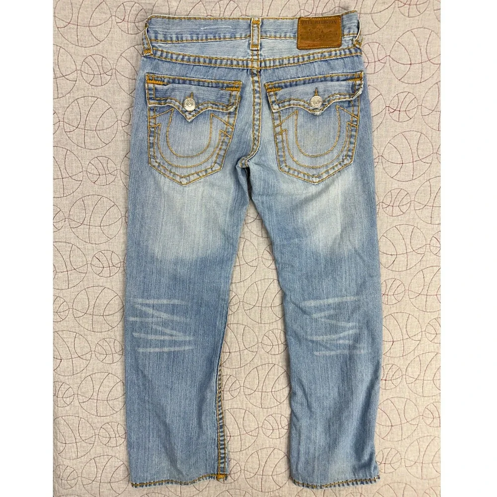 VTG USA True Religion Billy Super T Jeans Blue Light Wash Distressed / Mens 32